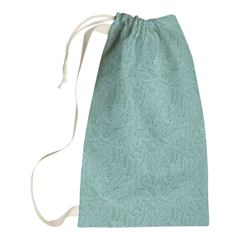 Sac à linge floral ditsy, Grand (H 76,5 po x l 29,5 po x P 1,5 po), Bleu / Vert