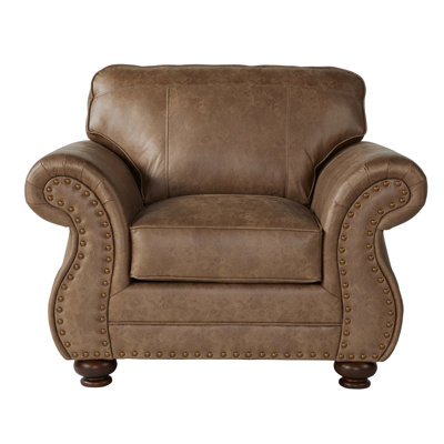 Leinster Fabric Armchair With Nailheads In Jetson Ginger