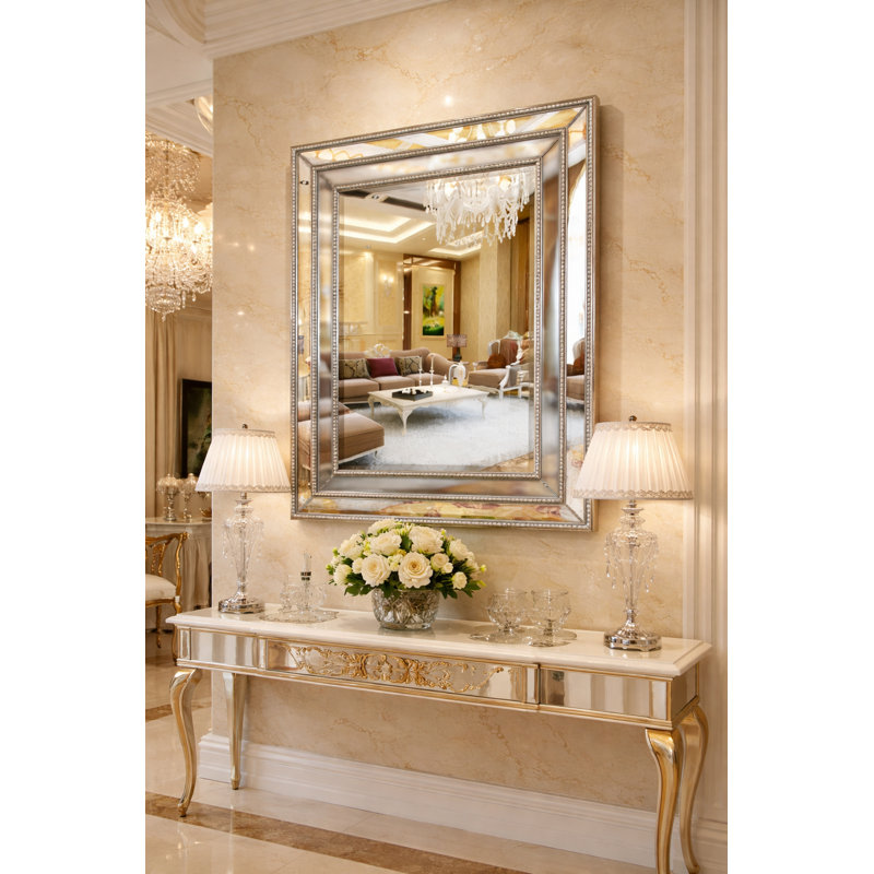 Rosia Flat Metal Mirror, Antique Silver
