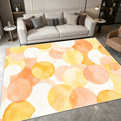 Tapis 1 pièce à motif aquarelle et à pois chauds pour le salon, doux et confortable, adapté à toutes les saisons, facile à entretenir, lavable à la machine, tapis de table sous la table convenant à la salle à manger, la chambre à coucher, le vestibule, la cuisine,