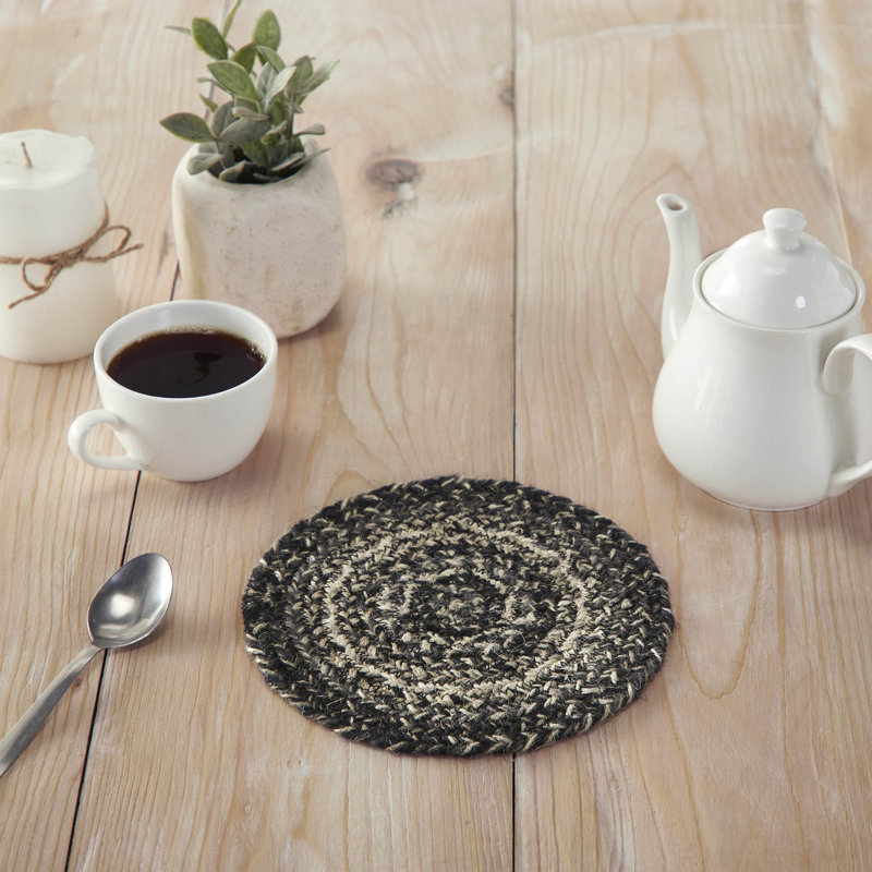  Mill Black White Jute Coaster