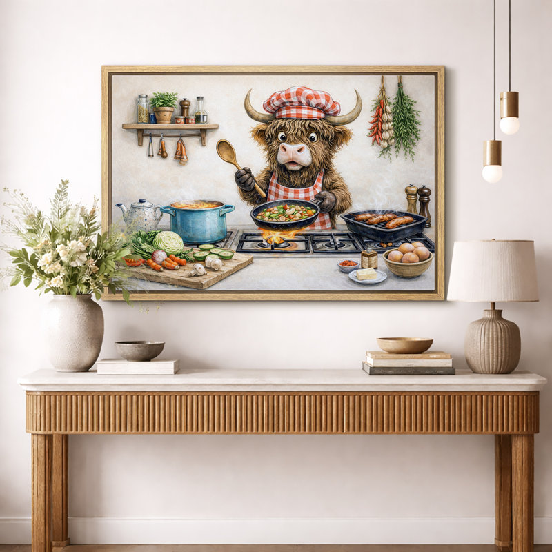 Chef Chef Cow, Cadre naturel, H 16 po x l 24 po x P 1,5 po