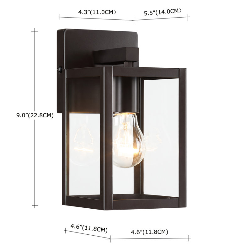 Tornillo 1-Light Outdoor Wall Lantern, Oil-Rubbed Bronze, 10" H x 4.6" W x 5.5" D