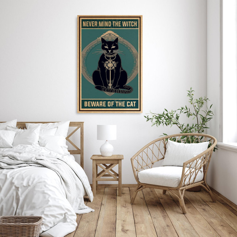 Jadarrius " Jadarrius Black Cat Beware Of The Cat ", 36" H x 24" W x 1.25" D