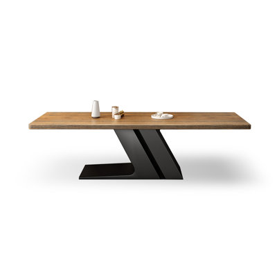 Brown Rectangle Solid Wood Dining Tables by Wren Decors