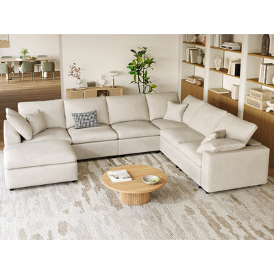 7-Piece Modular Sectional Sofa Cloud Couch, Reversible Living Room Set by Latitude Run