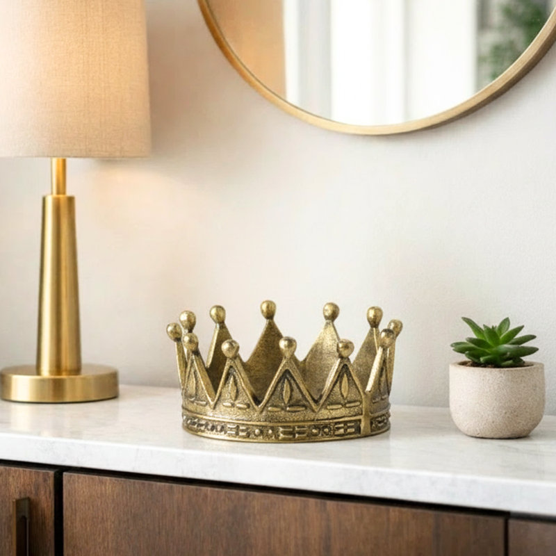 9" Vintage Gold Crown Decorative Sculpture
