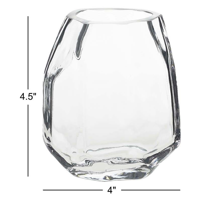 Ardara Handmade Glass Table Vase, 4.5" H x 4" W x 4" D