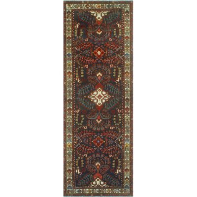 One-of-a-Kind 3'6" X 9'10" 1980s Runner Wool Area Rug in