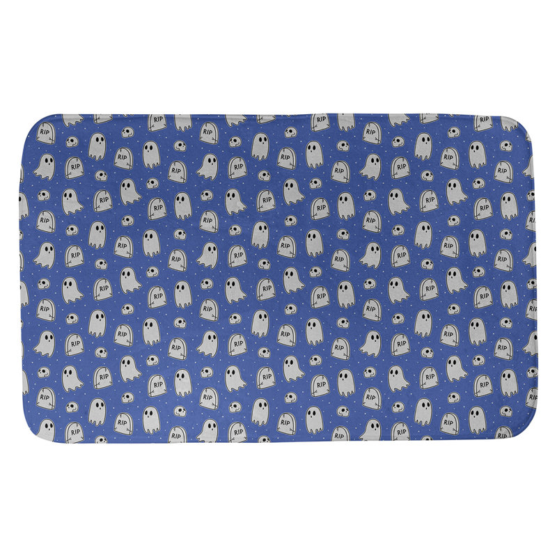 Tapis pour salle de bain ghost Avicia, l 17 po x L 24 po, Bleu