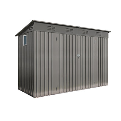 Outdoor Storage Shed With Sloping Roof,6 Vents And 2 Swing Doors
