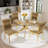 Glass Round Dining Table Set with Luxury Velvet Upholstered Dining Chairs-496819576-496819579-482210672