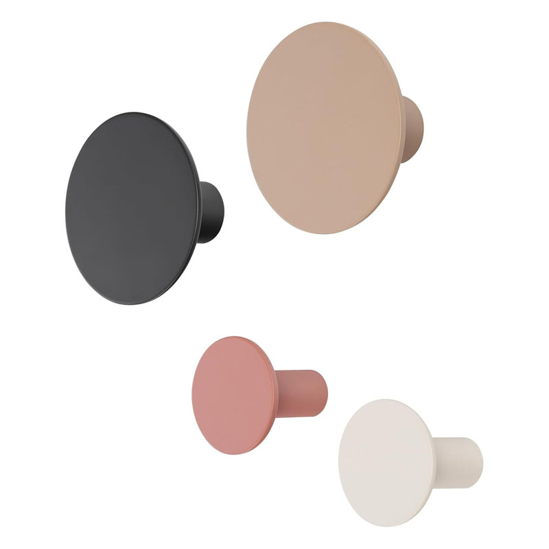 Ponto Plastic Wall Hook, Black/Pink/White/Beige