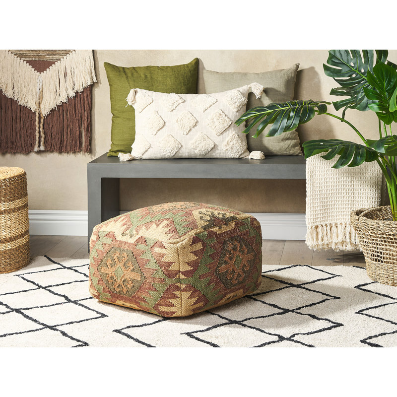 Alvie 50cm Wide Square Geometric Pouffe Ottoman