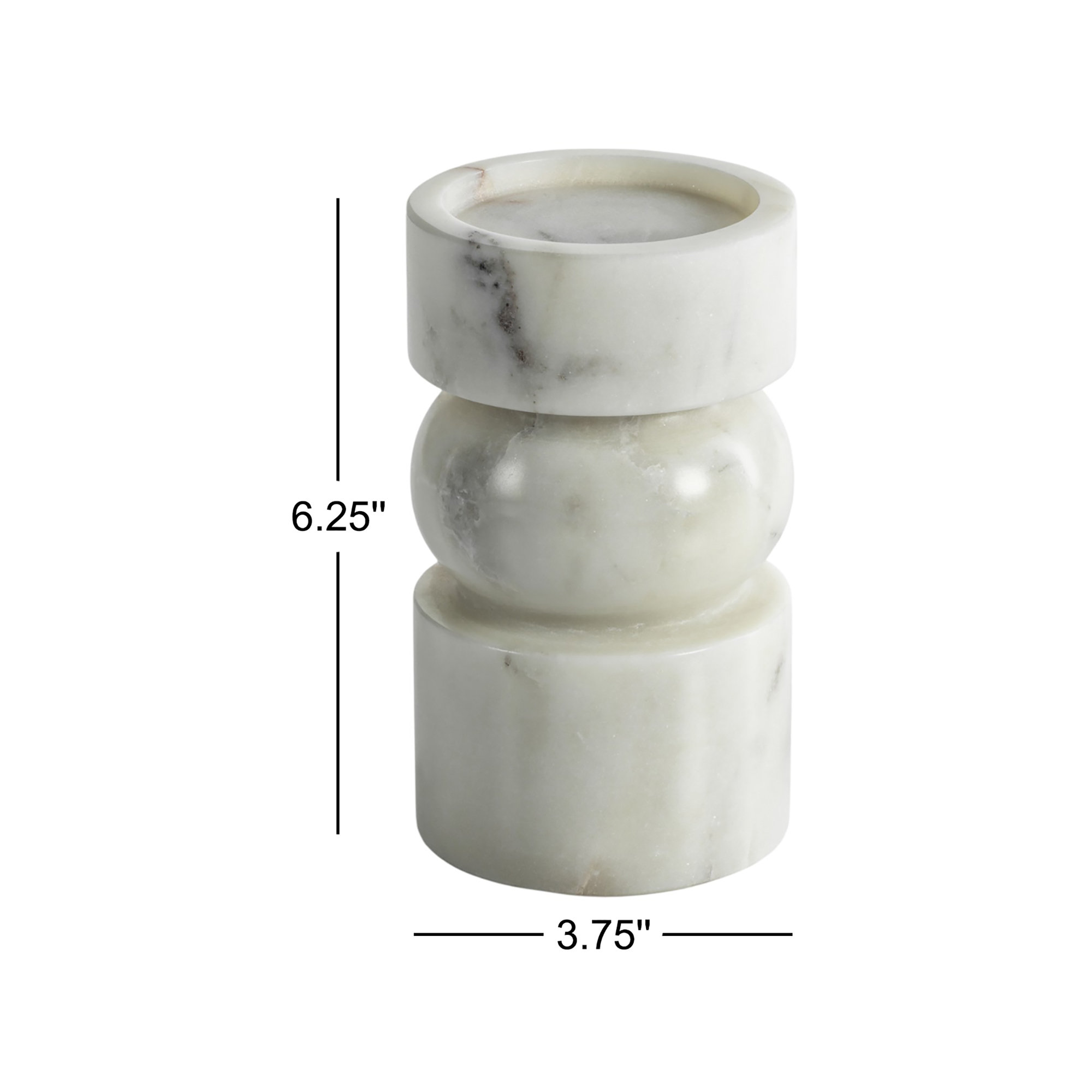 Keaton 2 Piece Marble Tabletop Pillar Set, 6.25" H x 3.75" W x 3.75" D