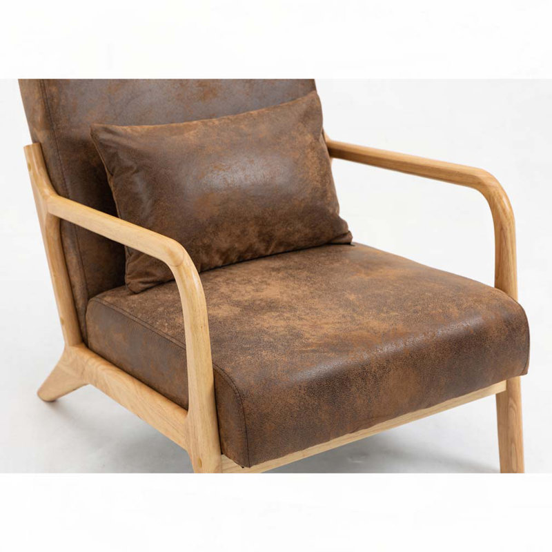Solid Wood Frame Upholstered Accent Armchair