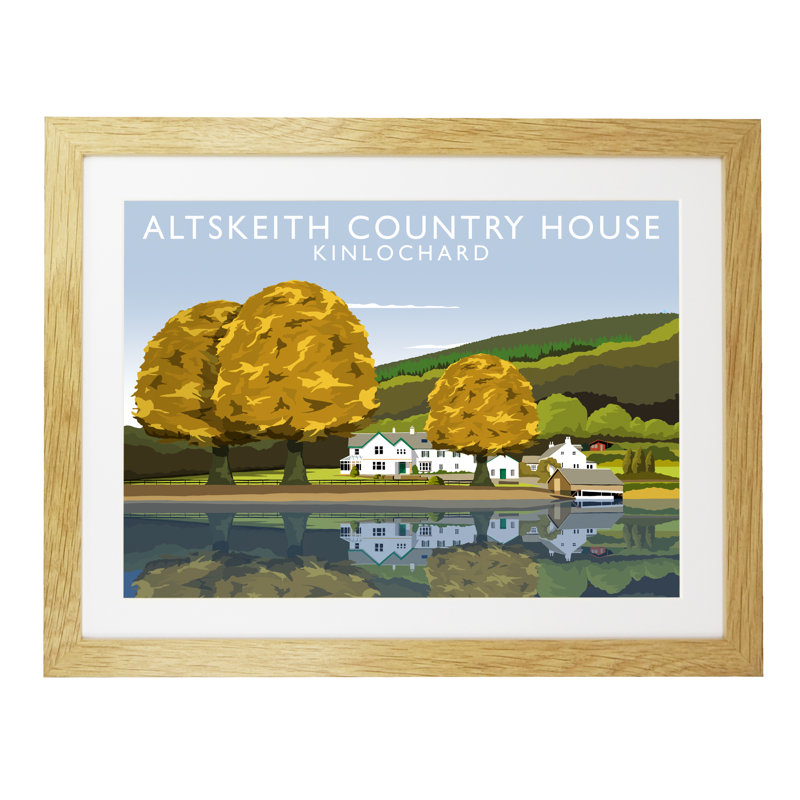 Altskeith Country House by Richard O'Neil - Print, 33.5 cm H x 43.5 cm W x 2.2 cm D, Oak Wood Frame