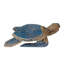 Figurine décorative de tortue marine en bois bleu côtier, avec détails sculptés blanchis à la chaux, 30 cm de large