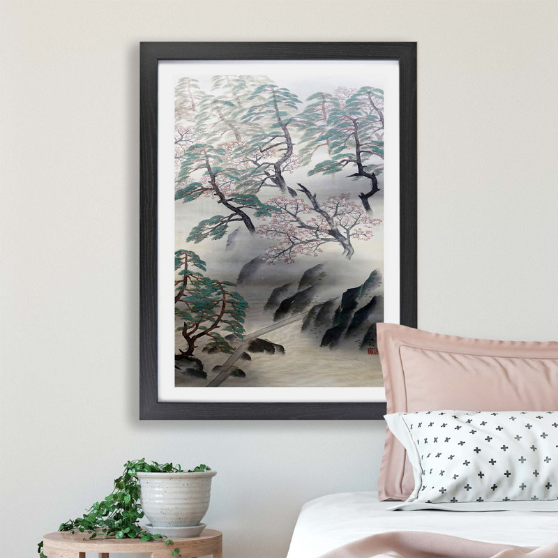 Spring Shower by Yokoyama Taikan - Single Picture Frame Painting, 45cm H x 63cm W x 2cm D, Black