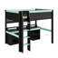 Lit mezzanine double avec lumières DEL multicolores, panneau perforé, bureau intégré et rangement, noir et bleu-624009459