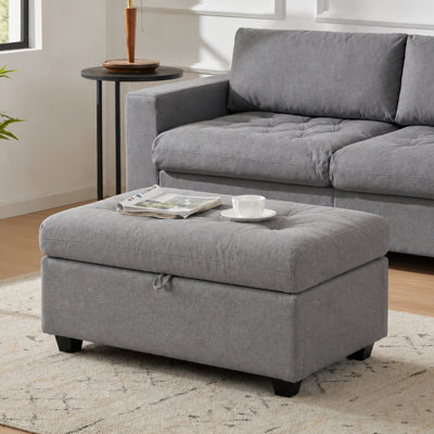 Upholstered Rectangle Ottoman with Storage