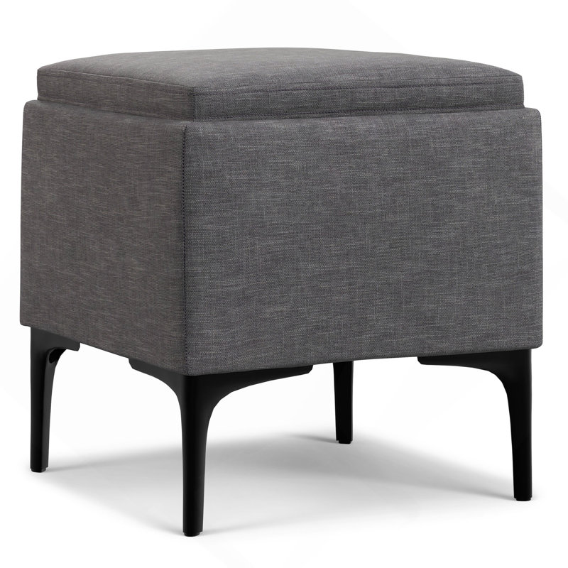 Repose-pieds avec rangement et plateau, Fabric, Grey