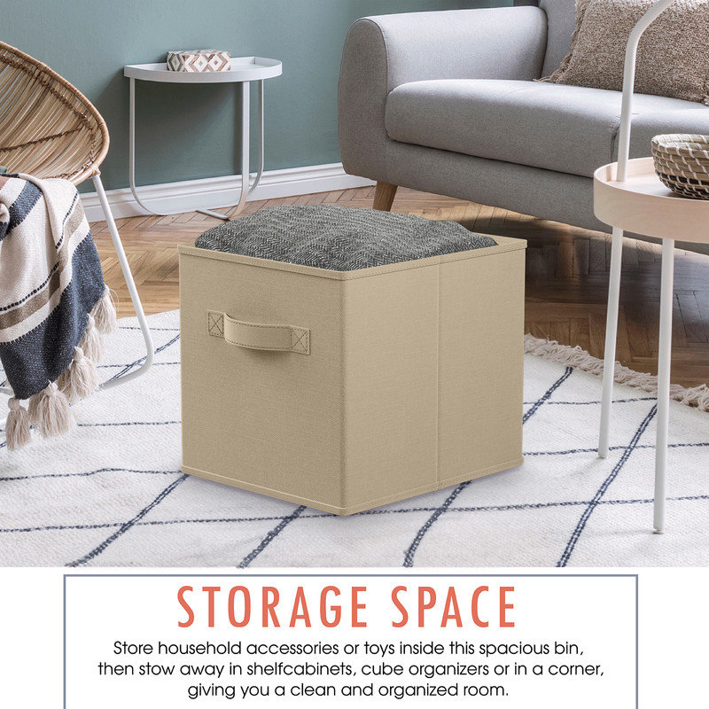 Rebrilliant Decorative Bin, Beige, 13" H x 15" W x 13" D