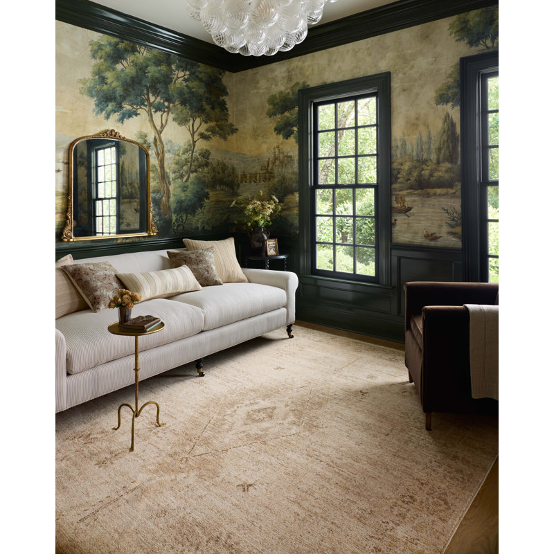Chris Loves Julia x Loloi Palma Natural / Smoke Area Rug, Rectangle 5'3" x 7'6"