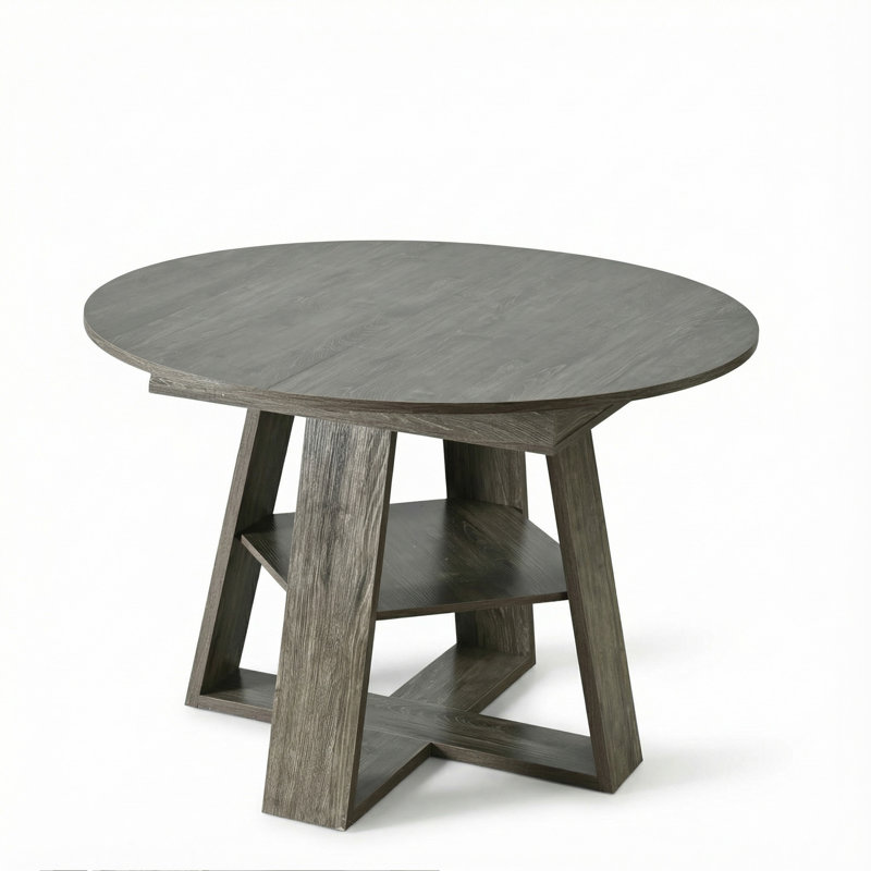 Table de salle à manger ronde extensible de 43,3 po à 59 po pour 4 à 8 personnes, table de salle à manger ovale de cuisine moderne avec feuilles amovibles peu encombrante, base en bois avec tablette de rangement pour le salon de la cuisine