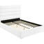 Lit double tapissier double avec tête de lit horizontale blanche, système de support à lattes, bois d'ingénierie et métal, capitonnage moderne, cadre de conception-130164648