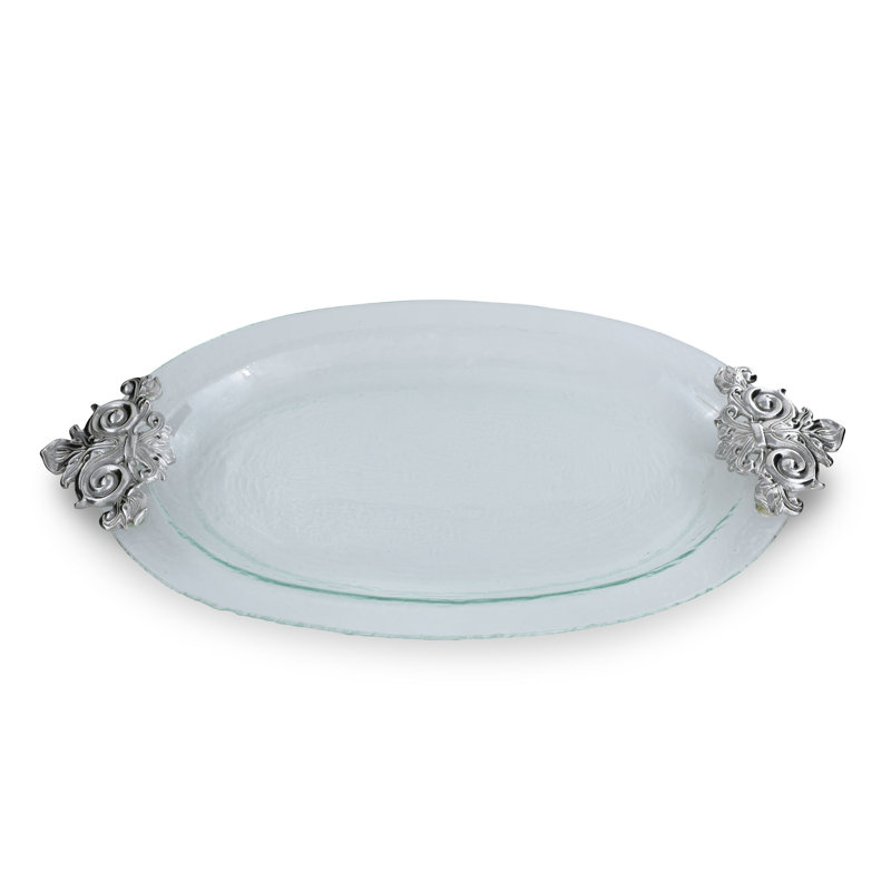 Plateau en verre fleur-de-lis