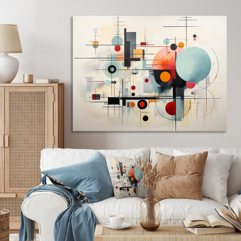 " Colourful Suprematism Geometric Metamorphosis ", 34" H x 44" W x 1.5" D, Wrapped Canvas