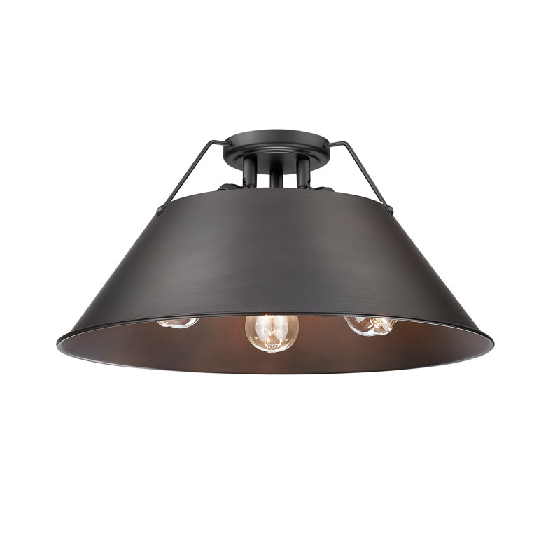 Plafonnier encastré 3 lumières Weatherford, Noir mat, Rubbed Bronze