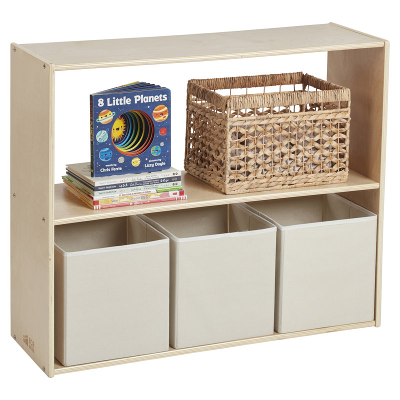 ECR4Kids Streamline 2-Shelf Double-Sided Storage Cabinet, Classroom Storage, 30" H x 36" W x 12" D, Natural