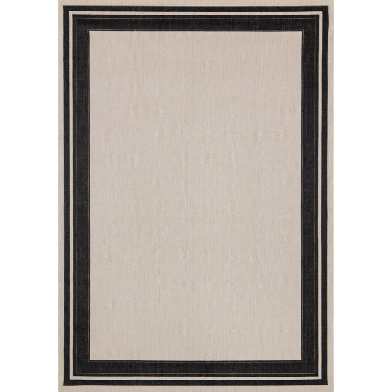 Tapis d'intérieur / extérieur à motif géométrique blanc scandinave, 5 pi 3 po x 7 pi 7 po