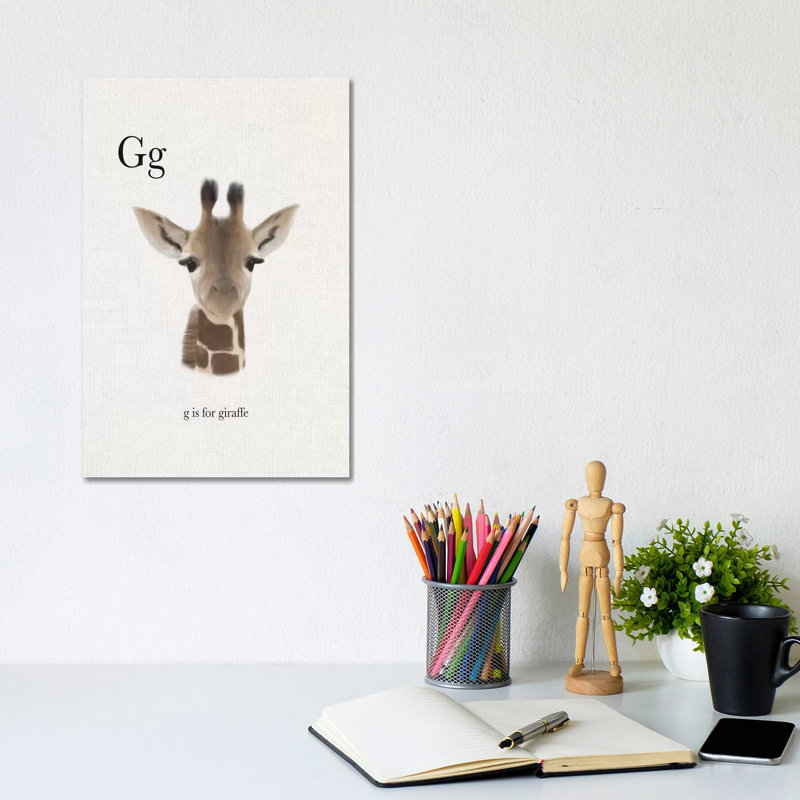 G Is For Giraffe by Leah Straatsma - Wrapped Canvas Print, 20.32 cm H x 30.48 cm W