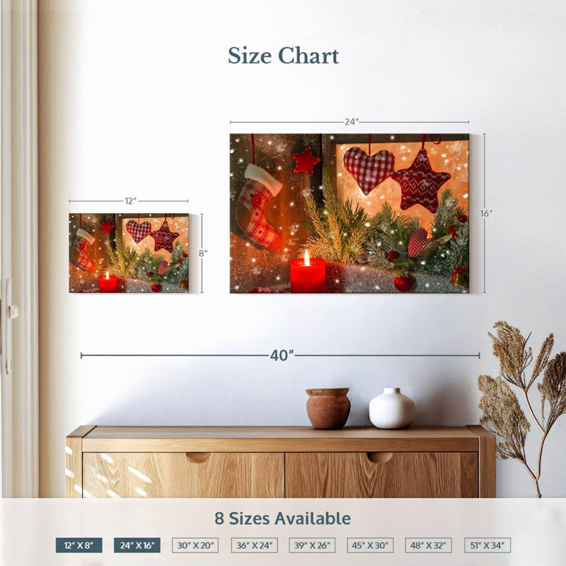 Décorations de Noël rouges, H 16 po x l 24 po