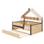 Le lit de jour avec lit gigogne et tablette est doté d'une structure à baldaquin en forme de maison pour les chambres d'enfants.-1135997604-1135997605