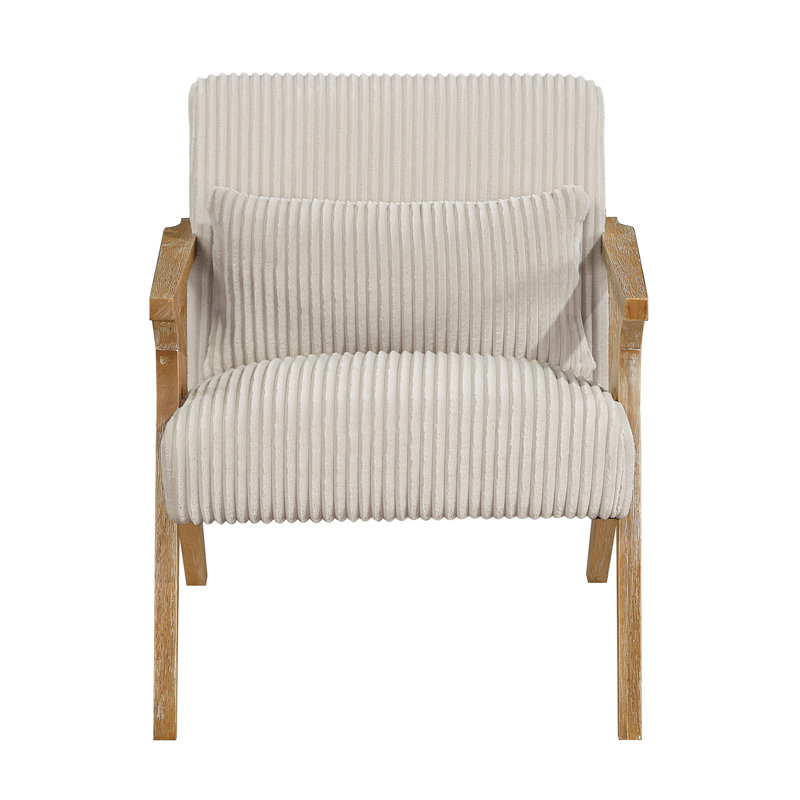 Chaise d'appoint rembourrée avec coussin, Beige