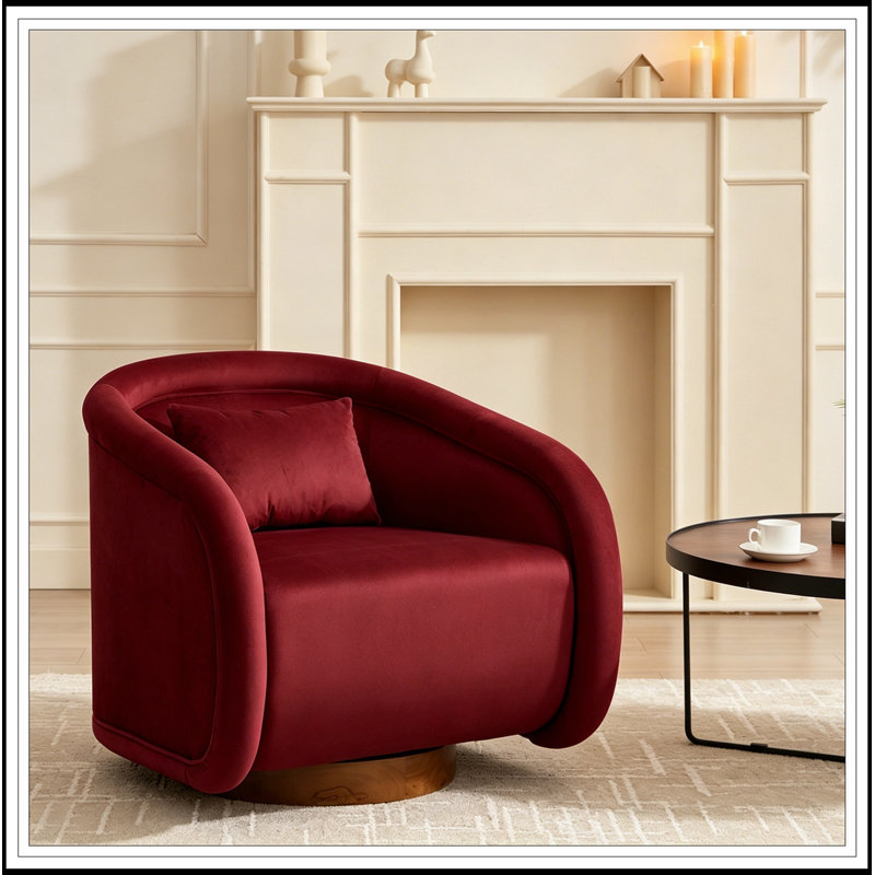 Fauteuil d'appoint pivotant avec assise rembourrée, Wine Red