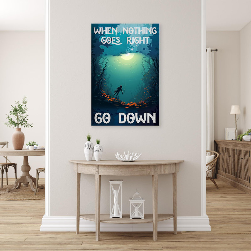 «Erelina When Rien Goes Right Go Down» - 1 pièce, reproduction d'art graphique sur toile tendue