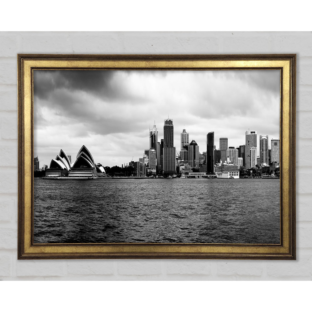 Australien Sydney River View B and W - Einzelner Bilderrahmen Kunstdrucke auf Holz