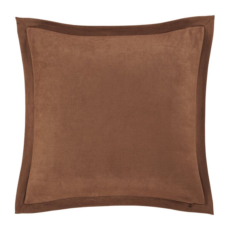 Rustic Woven Linen and Tan Euro Sham with Faux Suede Edge
