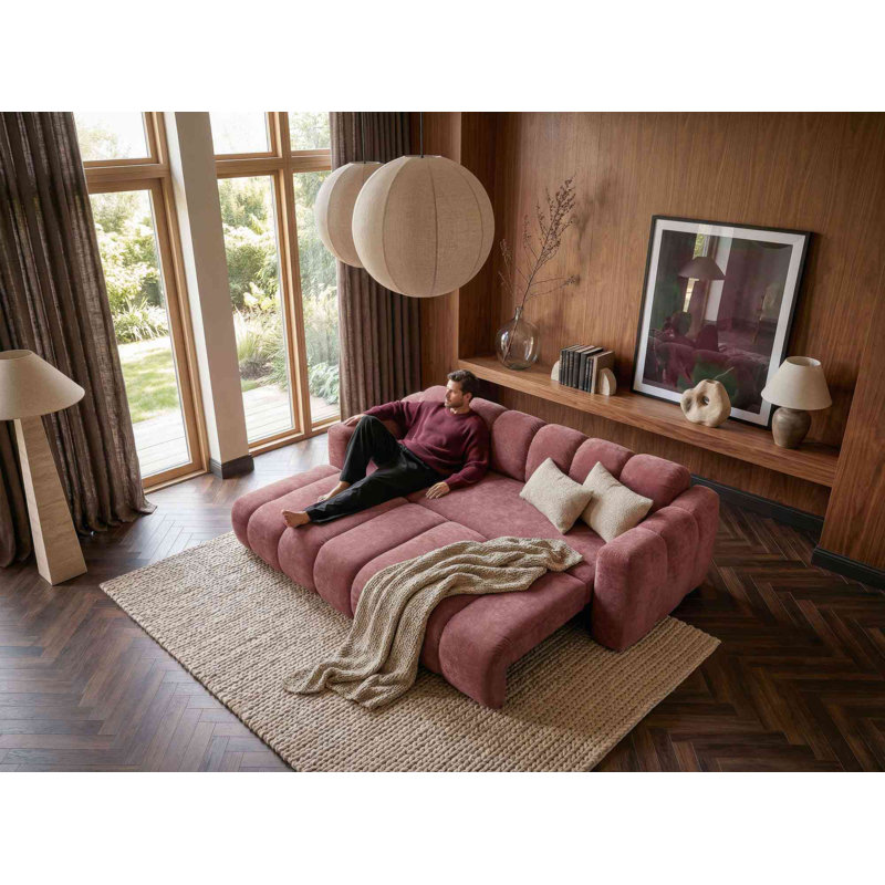 Michell 6 Seater Sofa Bed, Red, Left Hand Facing