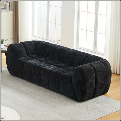 Deep-Seat Chenille Pure Foam Sofa, Modern Quilted Cloud Sofa for Living Rooms, Bedrooms, and Apartments