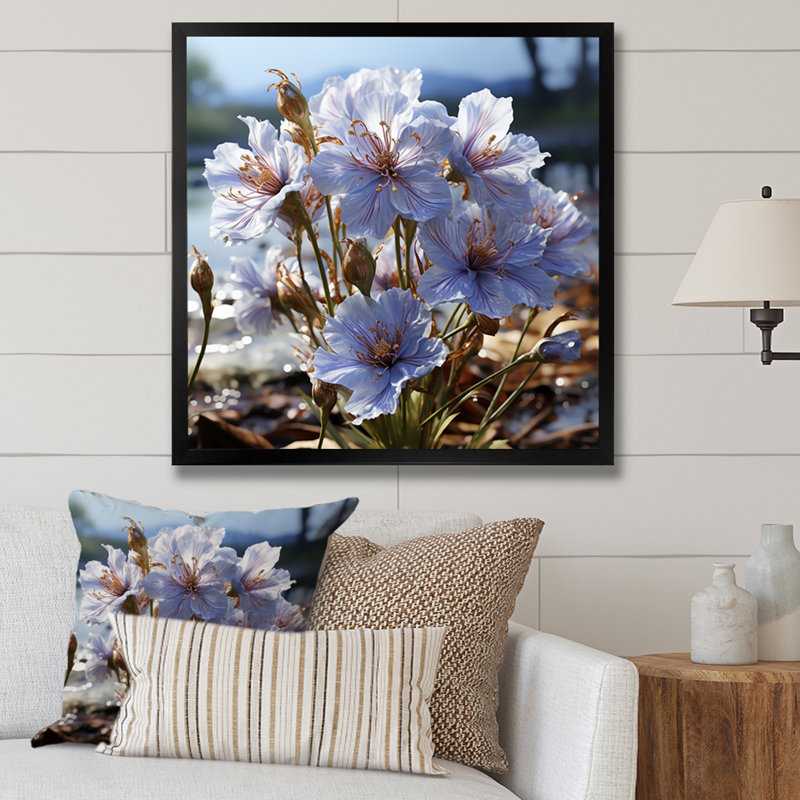«Mauve cornflowers», impression sur toile, Cadre simple noir, H 24 po x l 24 po x P 1 po