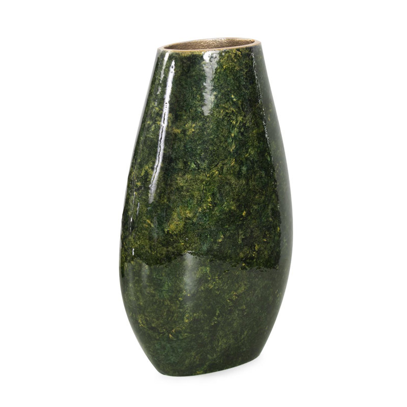 Renaldi Emerald Gold Torpedo Vase- Medium, 11" H x 7" W x 3" D