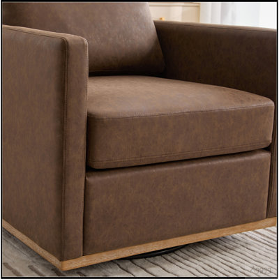 Fauteuil d'appoint pivotant à 360 ° carré 30,7 po et fauteuil simple confortable avec base en bois patiné, fauteuil de lecture Club Lounge pour chambre à coucher, chambre de bébé, chambre de bébé. Gris anthracite
