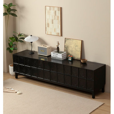 Crédence de rangement en bois massif rétro noir 78,7 po