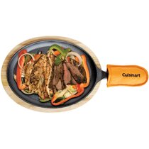 Fajita Plate Set - Pre-seasoned Cast Iron Fajita Pan with Wooden Tray and  Hot Mitt by Old Mountain